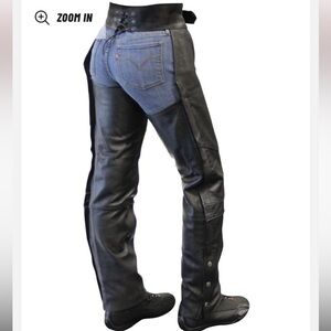 Moma leather Canada women’s black chaps size Small motorcycle riding